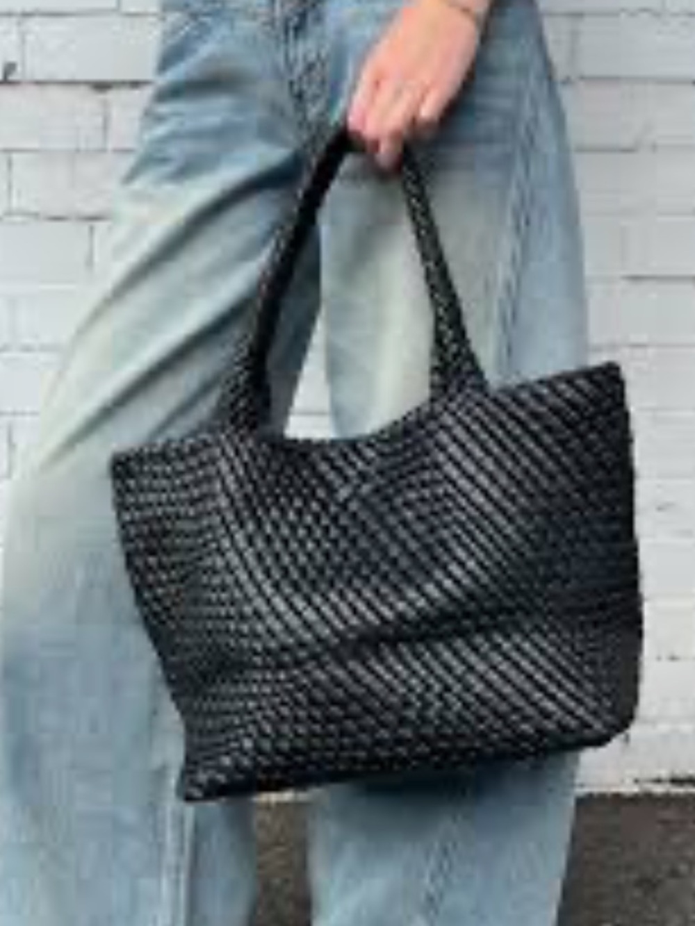 Rachel Zoe Black Woven Tote Bag